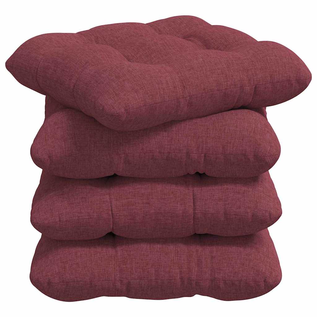 Vidaxl zitkussens 4 pcs wijnrood 40 x 40 x 12 cm stof