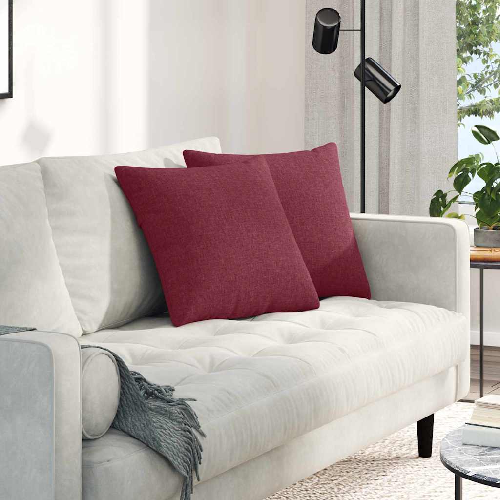 Vidaxl sofa kussens 2 pcs wijnrood 45 x 45 cm stof
