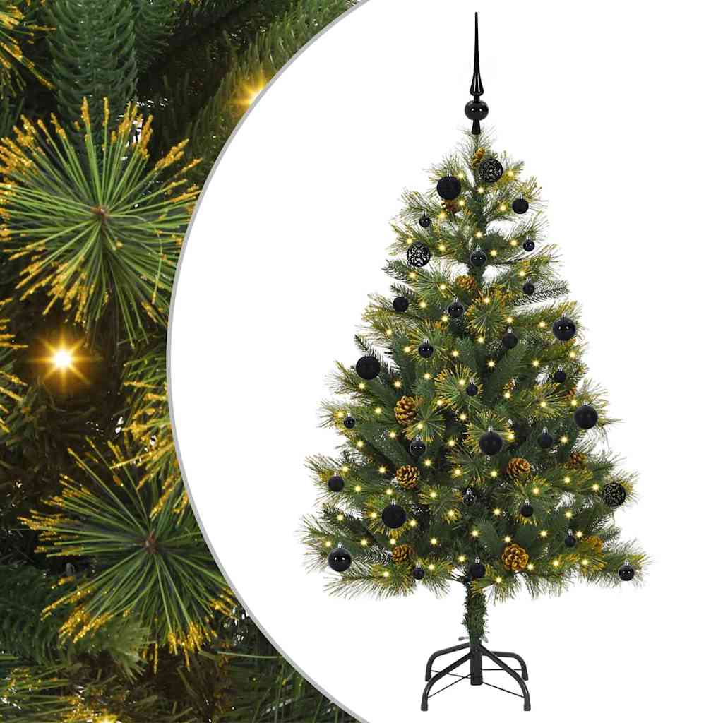 Vidaxl kunstmatige scharnier kerstboom met cones groen 150 cm