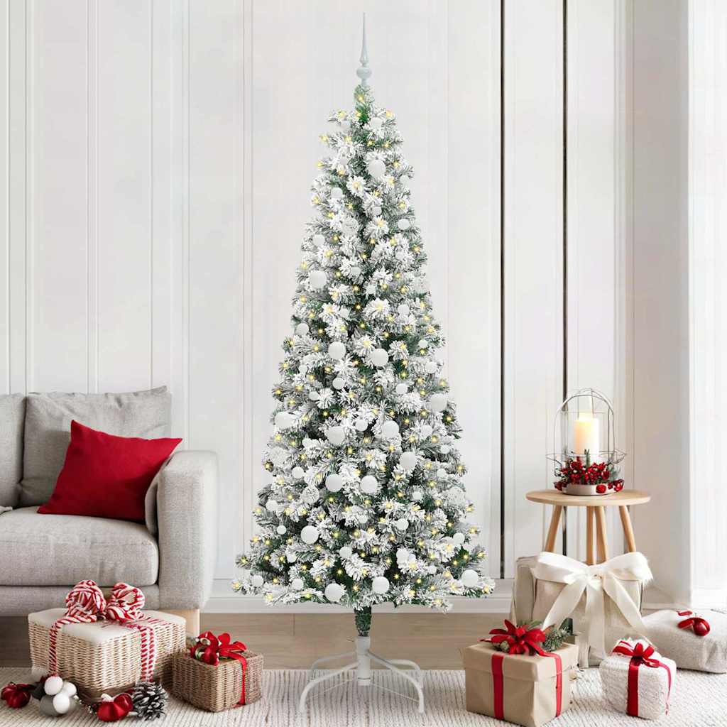 Vidaxl kunstmatige inklapbare kerstboom groen en wit 210 cm