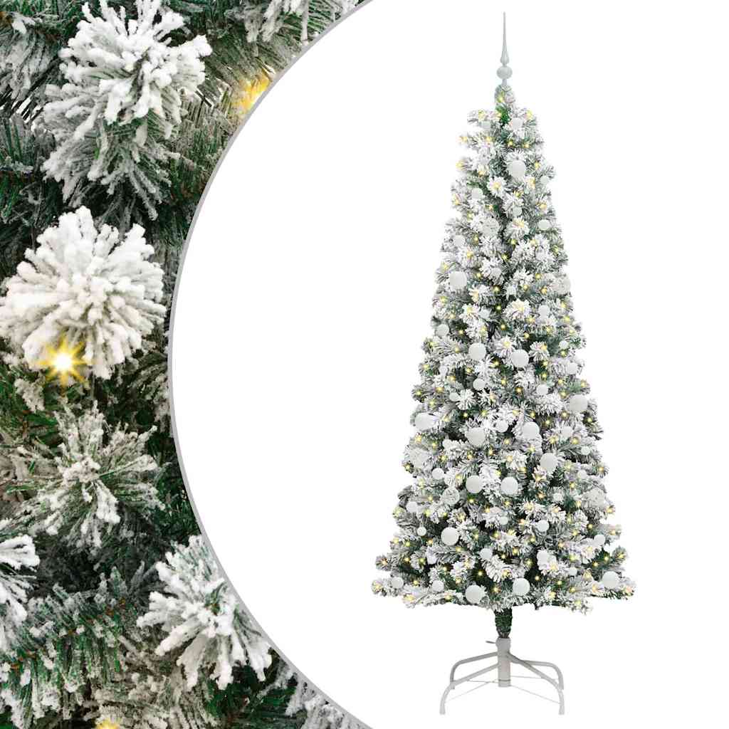 Vidaxl kunstmatige inklapbare kerstboom groen en wit 210 cm