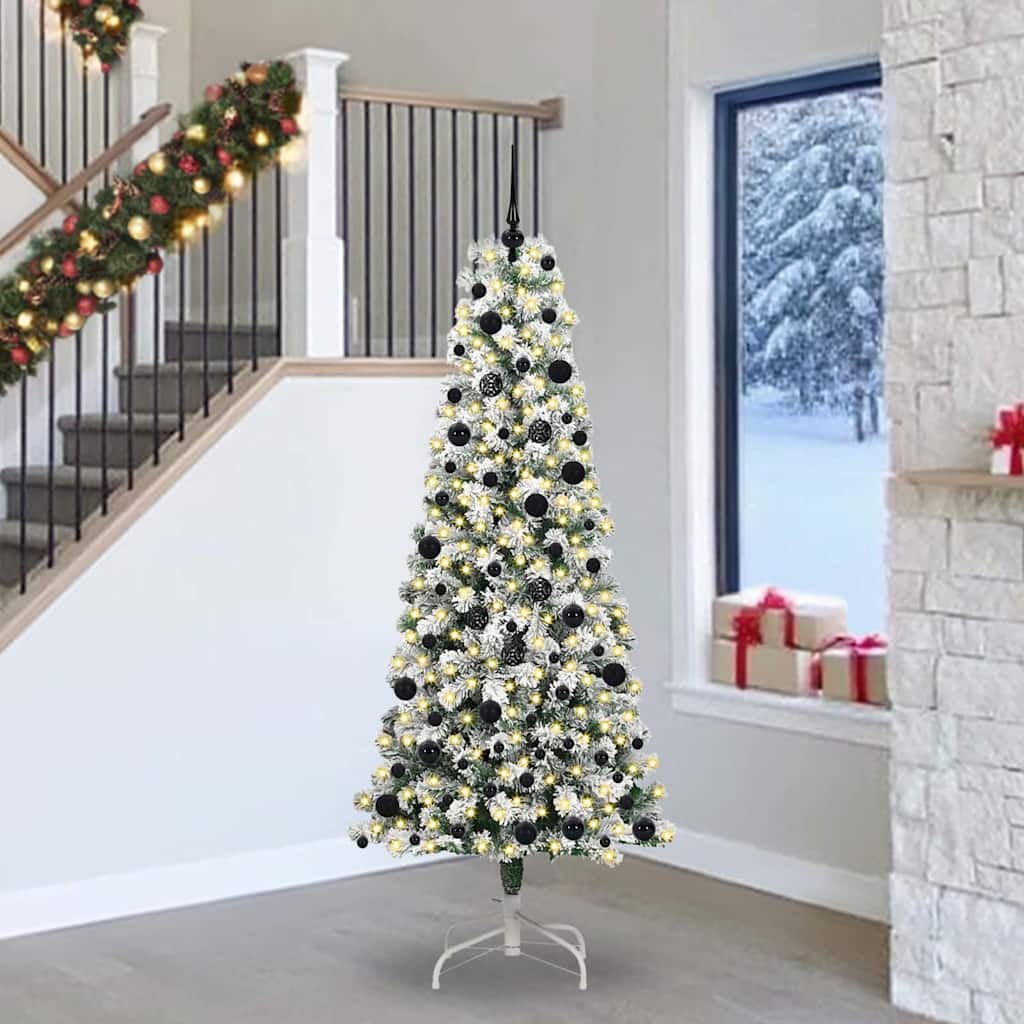 Vidaxl kunstmatige inklapbare kerstboom groen en wit 240 cm
