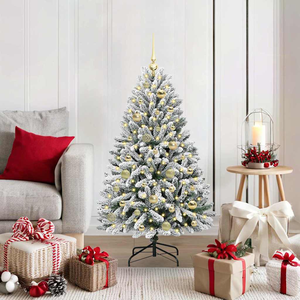 Vidaxl kunstkerstboom met 150 led groen en wit 120 cm pvc en metaal