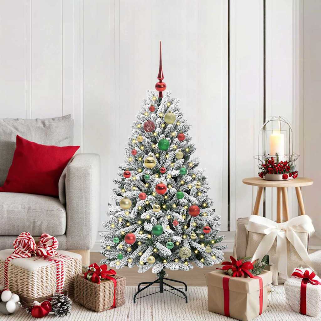 Vidaxl kunstkerstboom met 150 led groen en wit 120 cm pvc en metaal