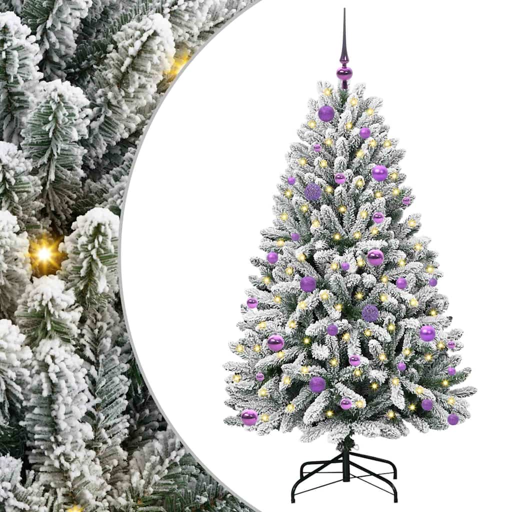 Vidaxl kunstkerstboom met 150 led groen en wit 150 cm pvc en metaal