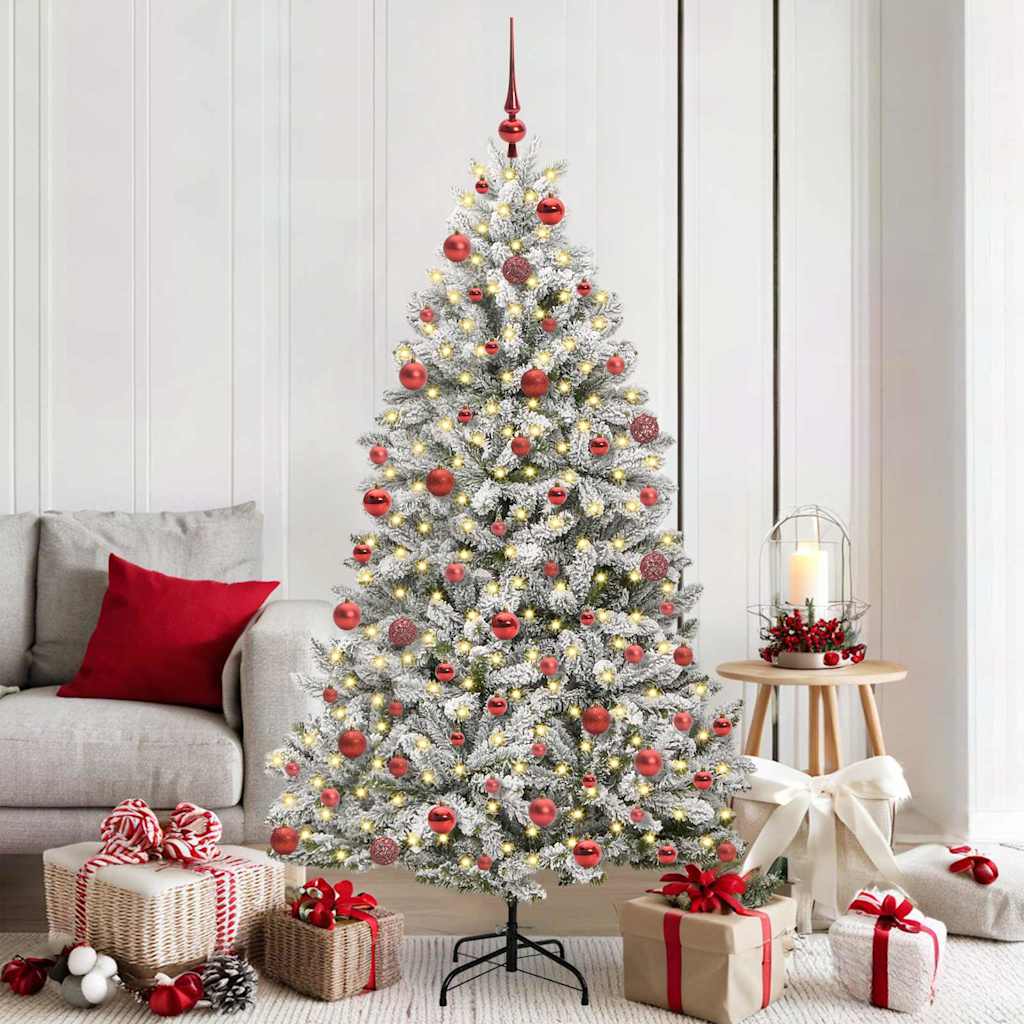 Vidaxl kunstkerstboom met 300 led groen en wit 180 cm pvc en metaal