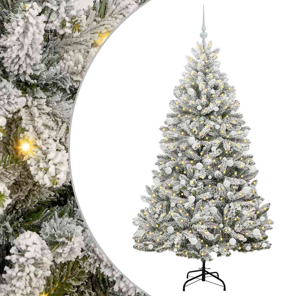 Vidaxl kunstkerstboom met 300 led groen en wit 180 cm pvc en metaal