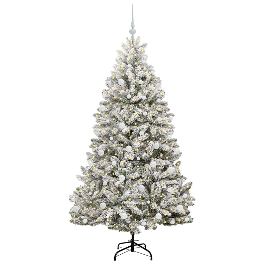 Vidaxl kunstkerstboom met 300 led groen en wit 180 cm pvc en metaal