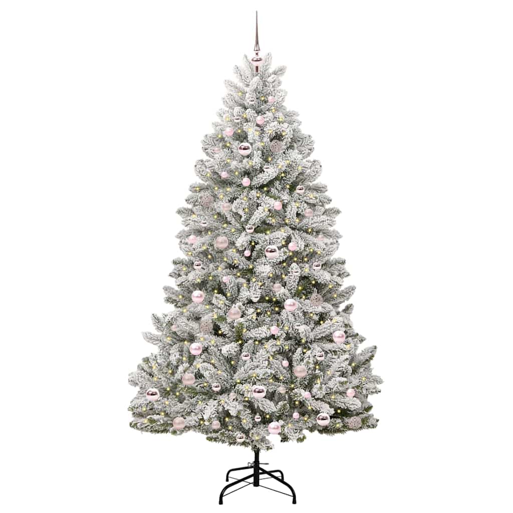 Vidaxl kunstkerstboom met 300 led groen en wit 210 cm pvc en metaal