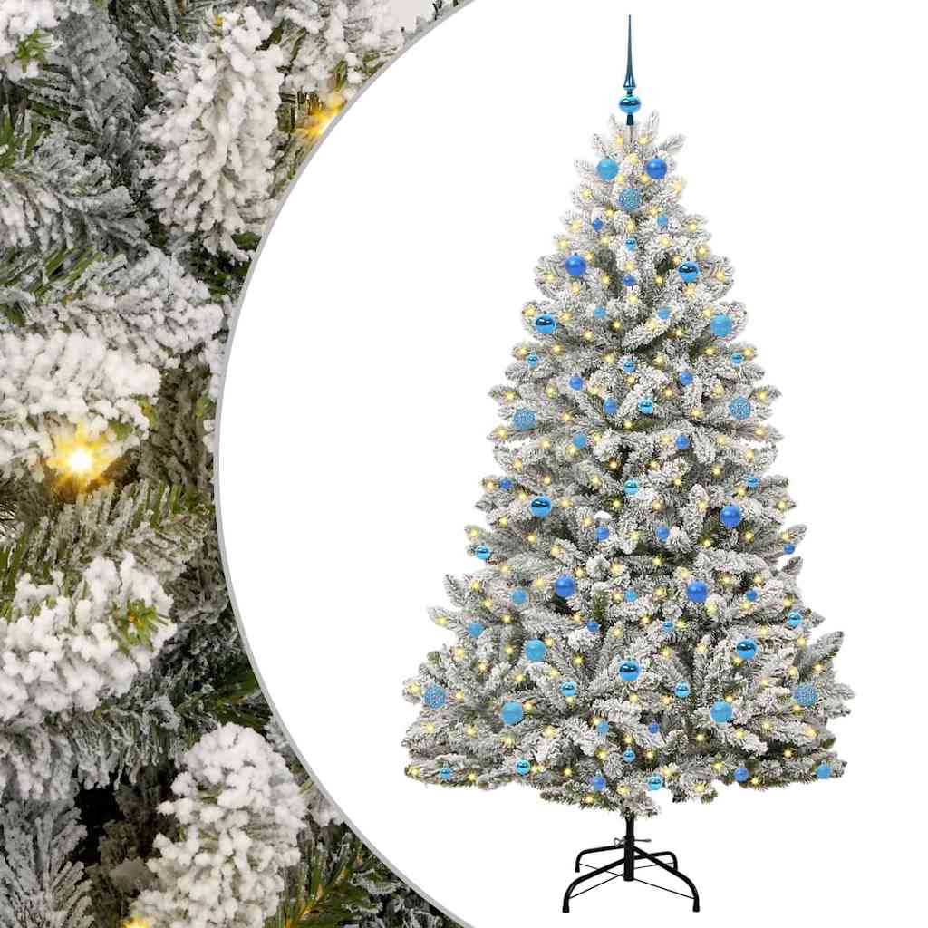Vidaxl kunstkerstboom met 300 led groen en wit 210 cm pvc en metaal