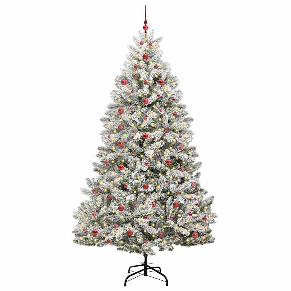Vidaxl kunstkerstboom met 300 led groen en wit 240 cm pvc en metaal