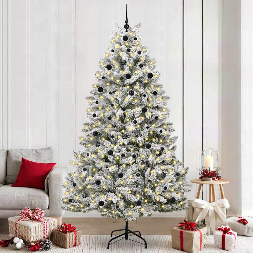 Vidaxl kunstkerstboom met 300 led groen en wit 240 cm pvc en metaal