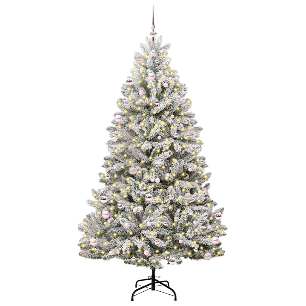 Vidaxl kunstkerstboom met 300 led groen en wit 240 cm pvc en metaal