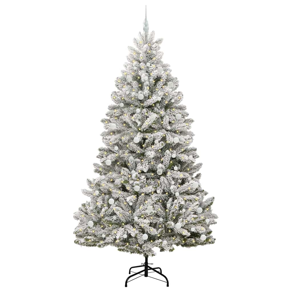 Vidaxl kunstkerstboom met 300 led groen en wit 240 cm pvc en metaal