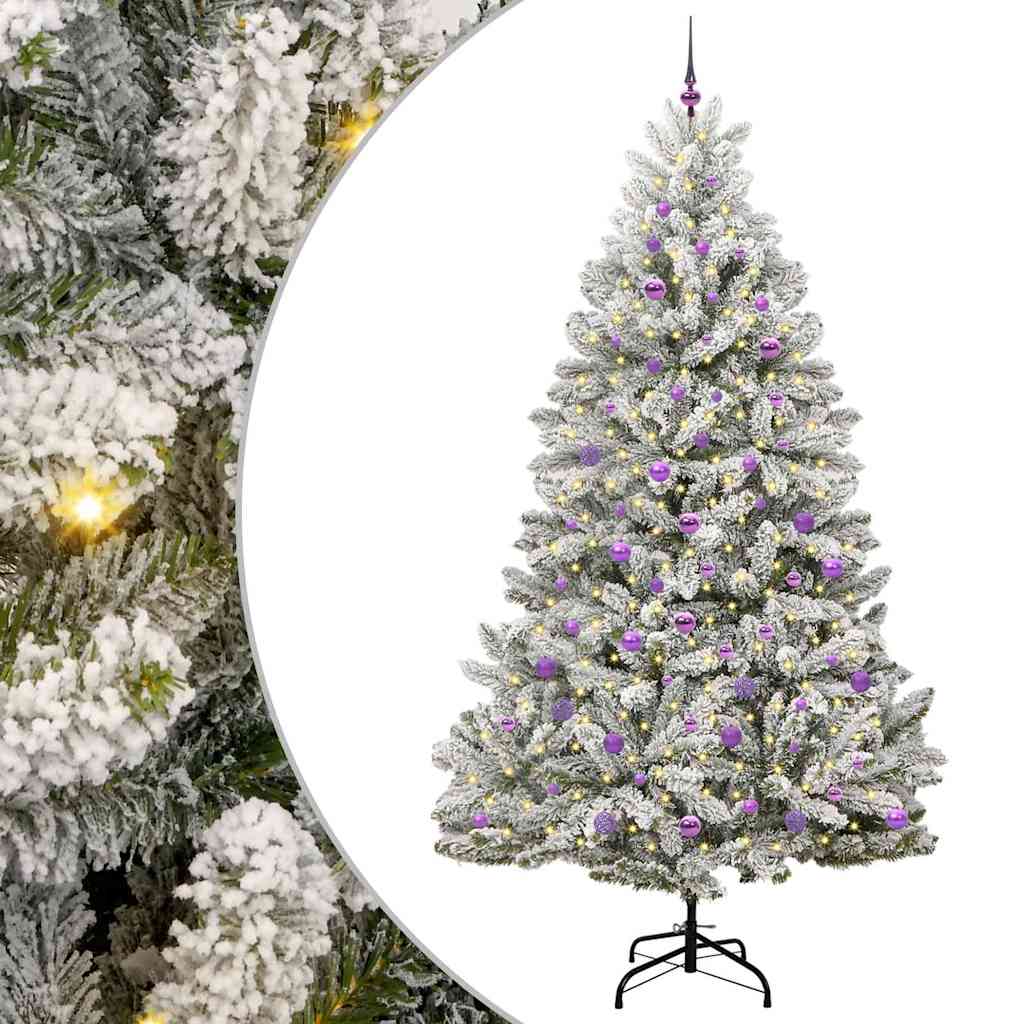 Vidaxl kunstkerstboom met 300 led groen en wit 240 cm pvc en metaal