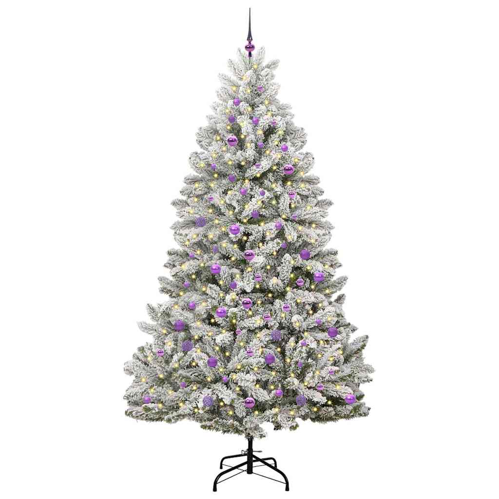 Vidaxl kunstkerstboom met 300 led groen en wit 240 cm pvc en metaal