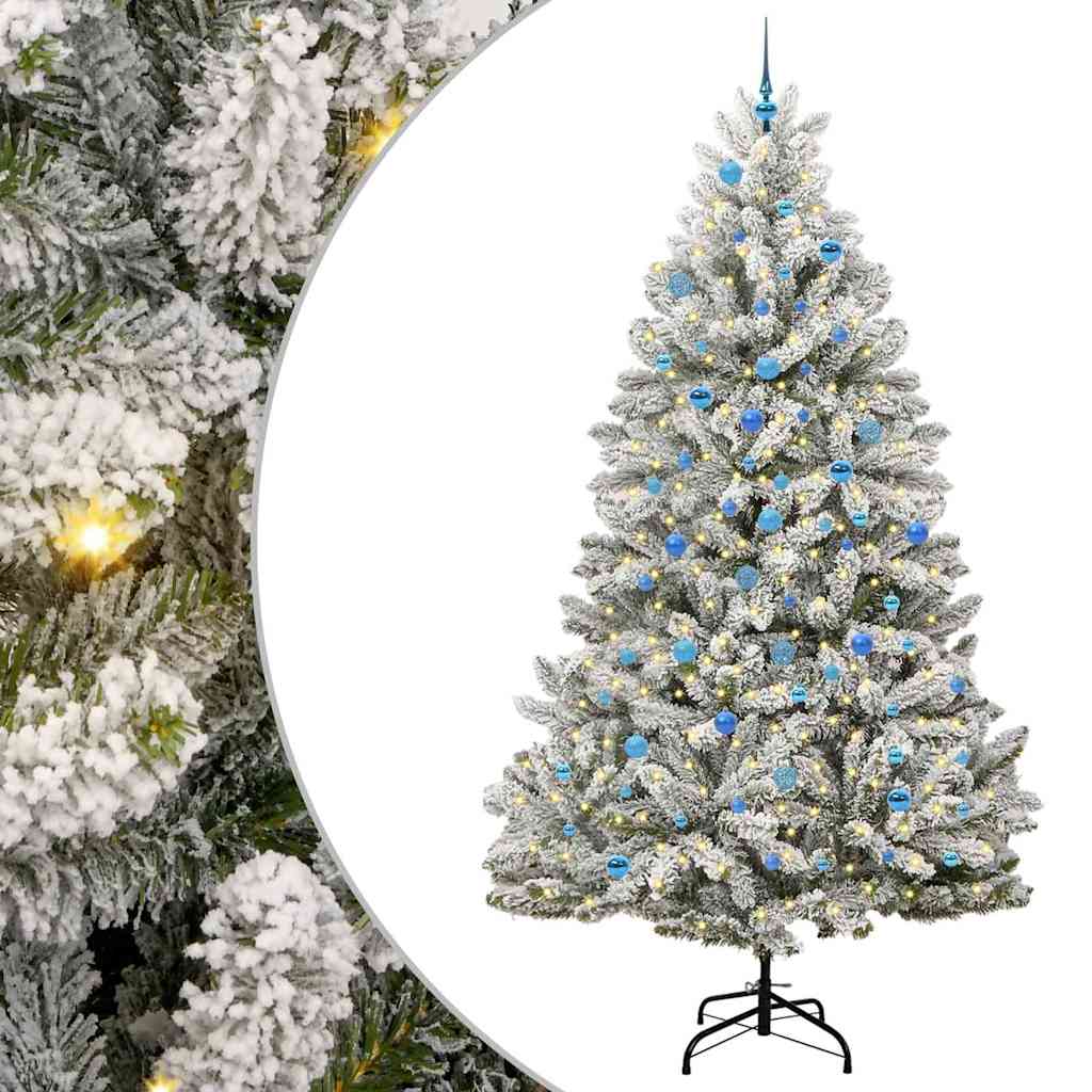 Vidaxl kunstkerstboom met 300 led groen en wit 240 cm pvc en metaal