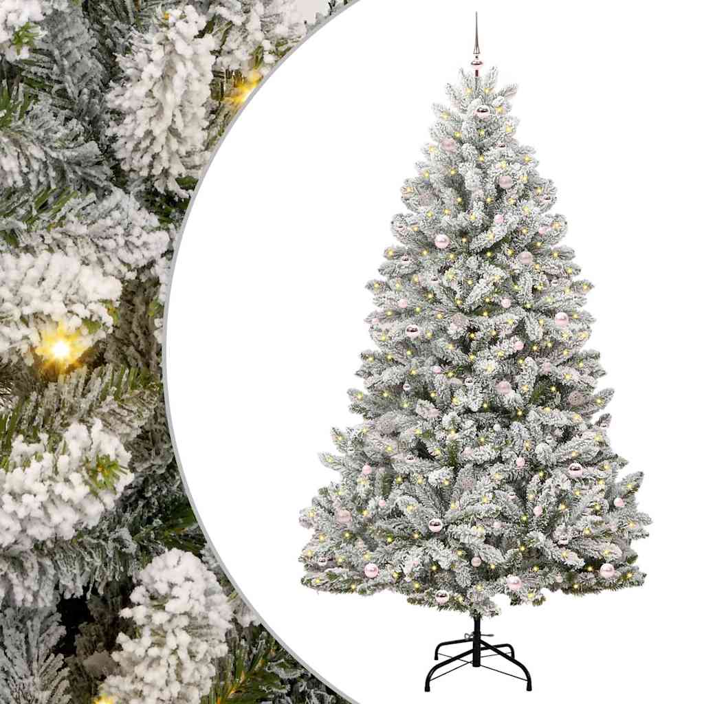 Vidaxl kunstkerstboom met 300 led groen en wit 270 cm pvc en metaal
