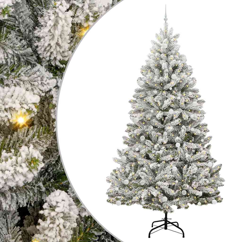 Vidaxl kunstkerstboom met 300 led groen en wit 270 cm pvc en metaal