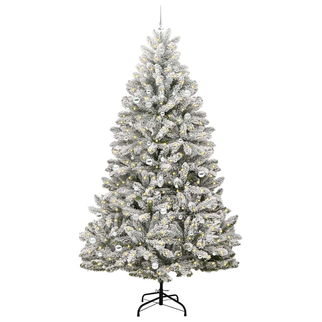 Vidaxl kunstkerstboom met 300 led groen en wit 270 cm pvc en metaal