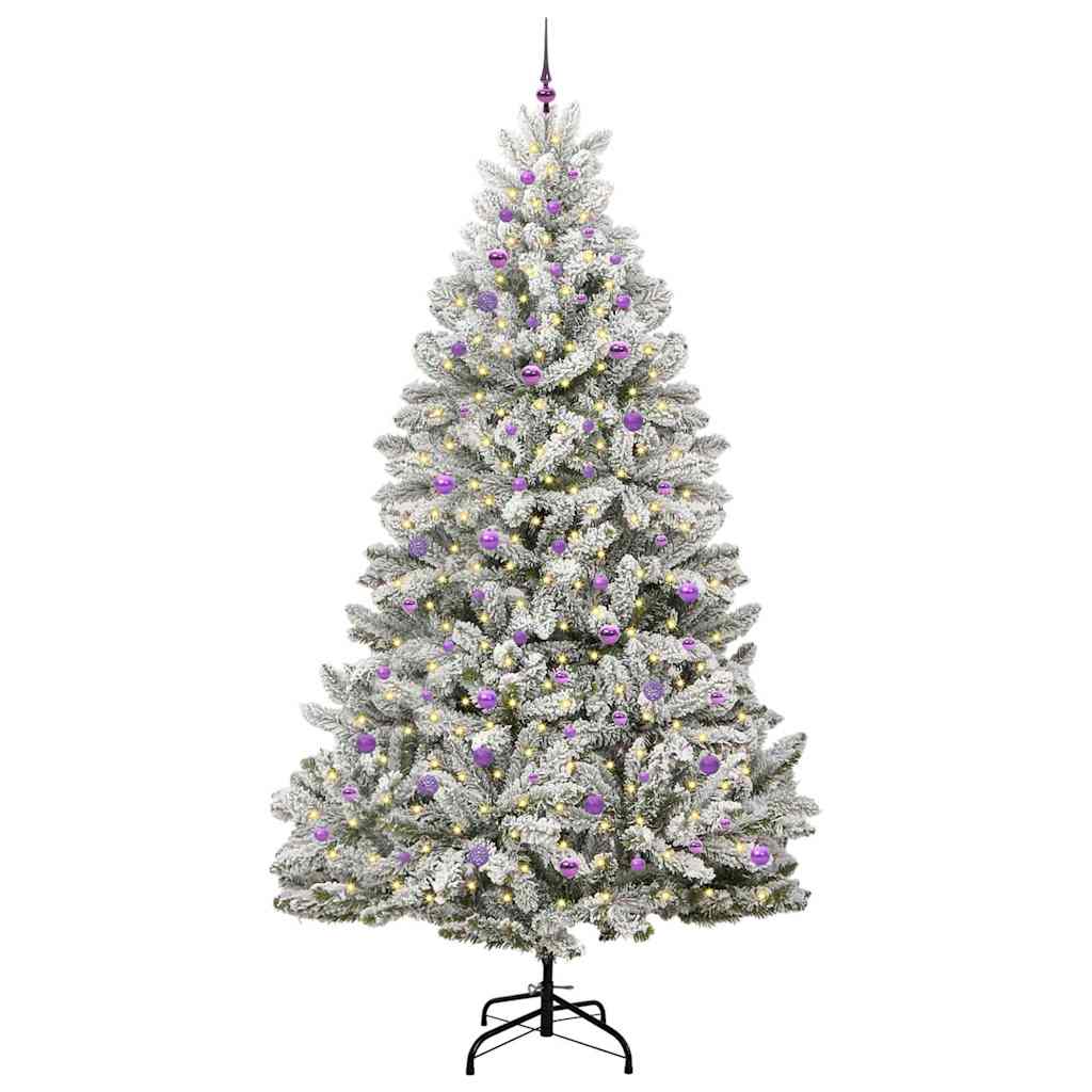 Vidaxl kunstkerstboom met 300 led groen en wit 270 cm pvc en metaal