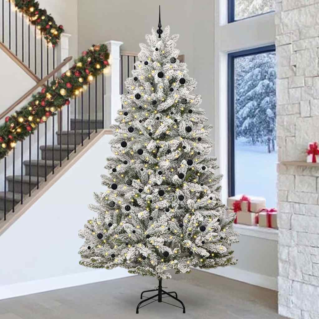 Vidaxl kunstkerstboom met 300 led groen en wit 300 cm pvc en metaal