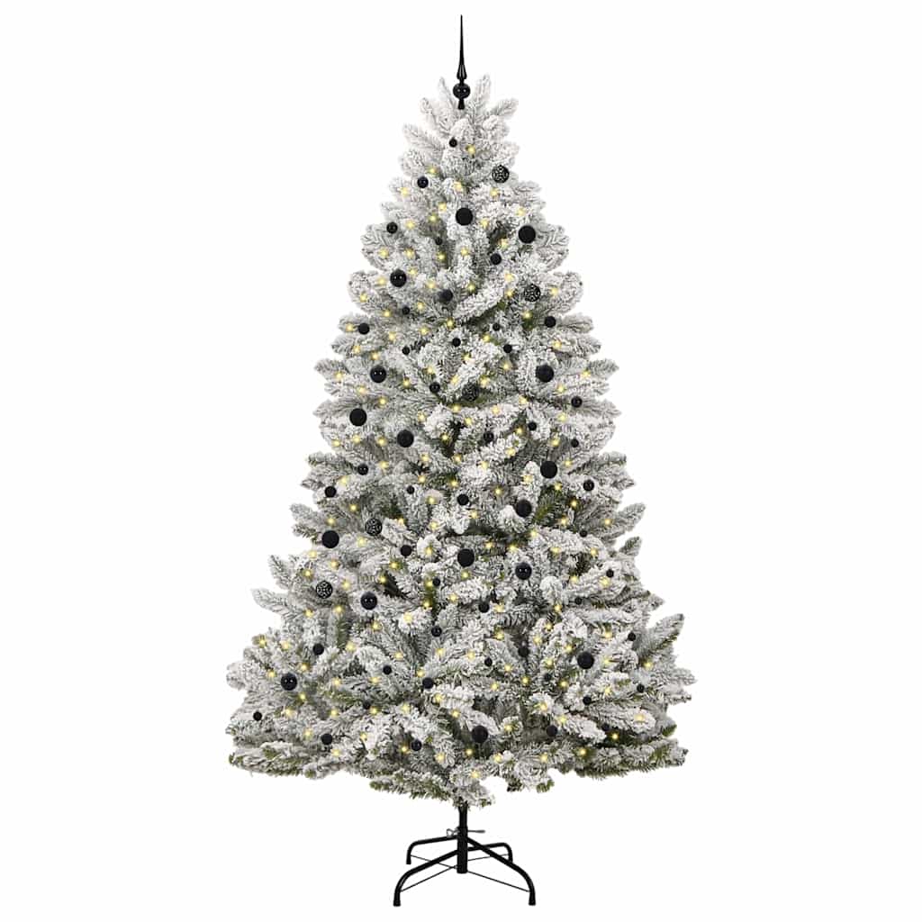 Vidaxl kunstkerstboom met 300 led groen en wit 300 cm pvc en metaal