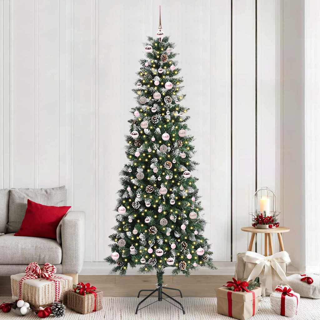 Vidaxl kunstkerstboom met 300 led groen 240 cm pvc en plastic en staal