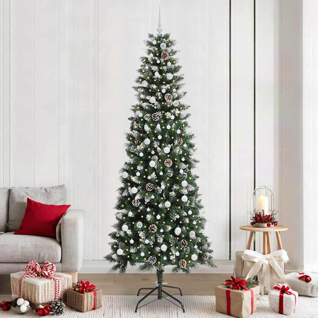 Vidaxl kunstkerstboom met 300 led groen 240 cm pvc en plastic en staal