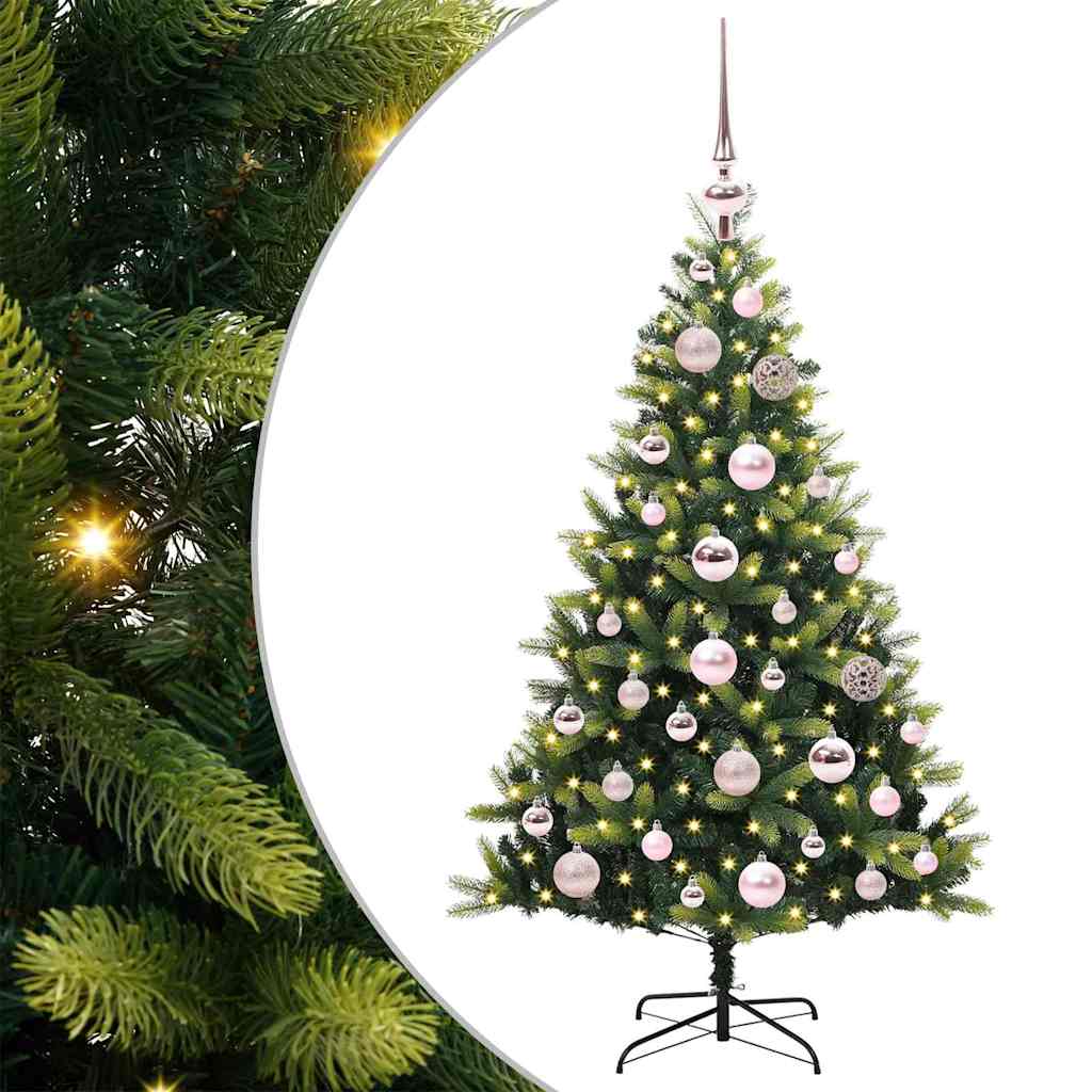 Vidaxl kunstkerstboom met scharnier 150 leds groen 120 cm pvc en pe