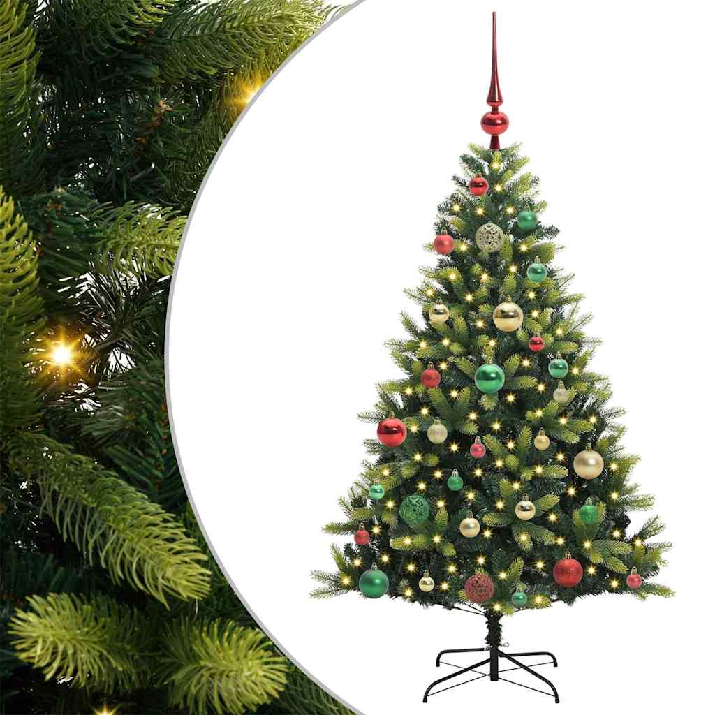 Vidaxl kunstkerstboom met scharnier 150 leds groen 120 cm pvc en pe