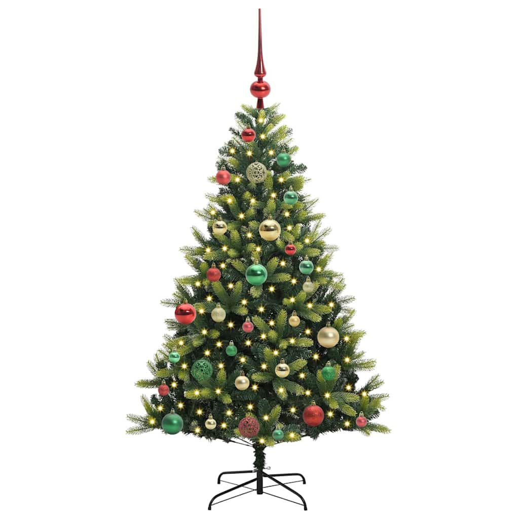 Vidaxl kunstkerstboom met scharnier 150 leds groen 120 cm pvc en pe
