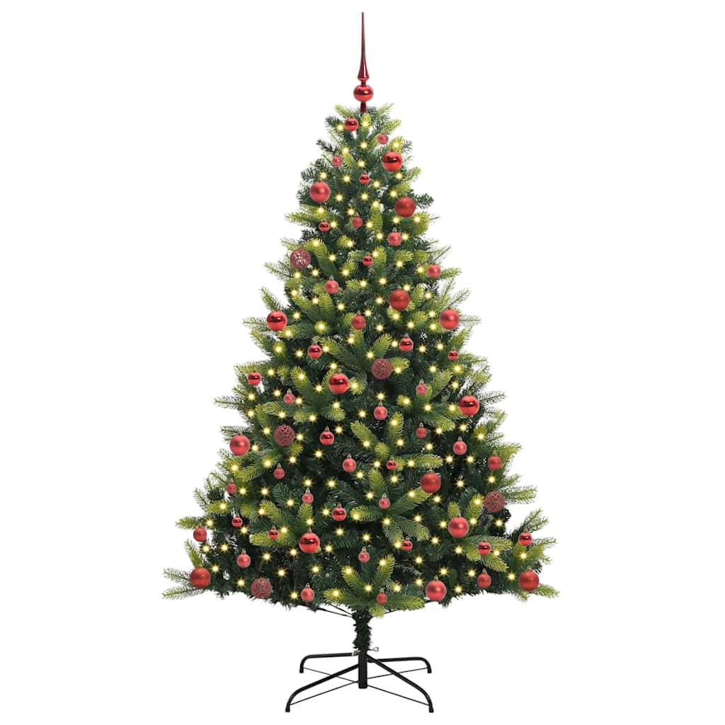 Vidaxl kunstkerstboom met scharnier 300 leds groen 180 cm pvc en pe
