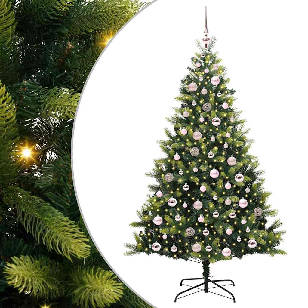 Vidaxl kunstkerstboom met scharnier 300 leds groen 180 cm pvc en pe
