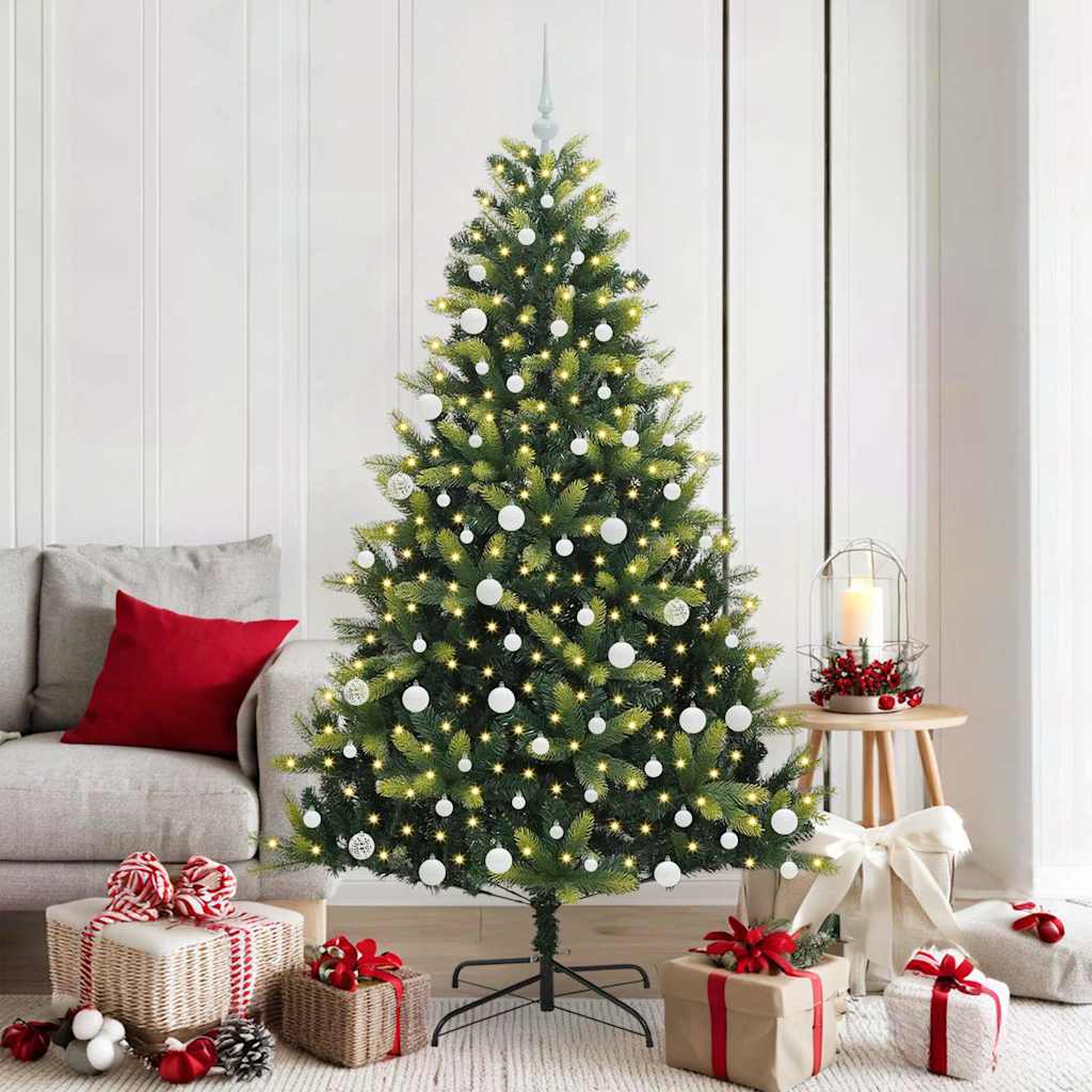 Vidaxl kunstkerstboom met scharnier 300 leds groen 180 cm pvc en pe