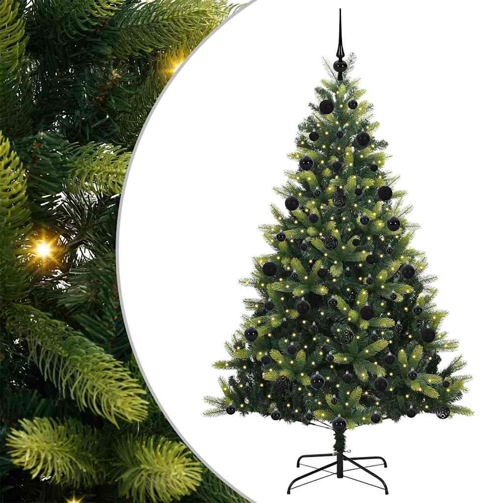 Vidaxl kunstkerstboom met scharnier 300 leds groen 210 cm pvc en pe