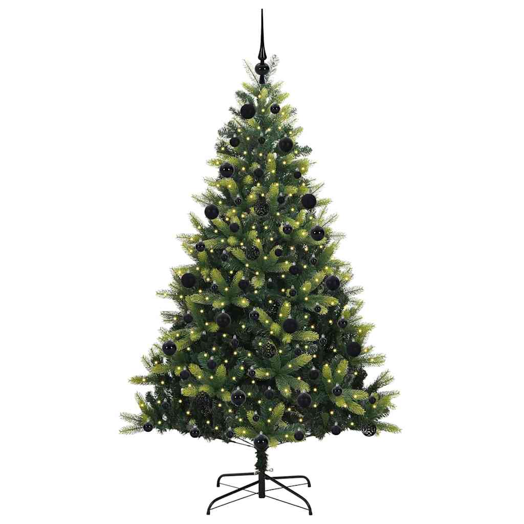 Vidaxl kunstkerstboom met scharnier 300 leds groen 210 cm pvc en pe