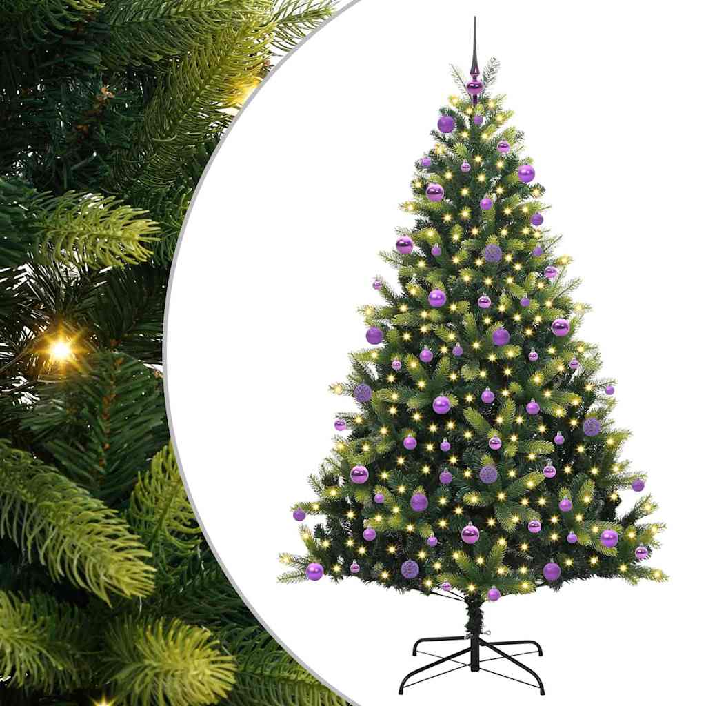 Vidaxl kunstkerstboom met scharnier 300 leds groen 210 cm pvc en pe