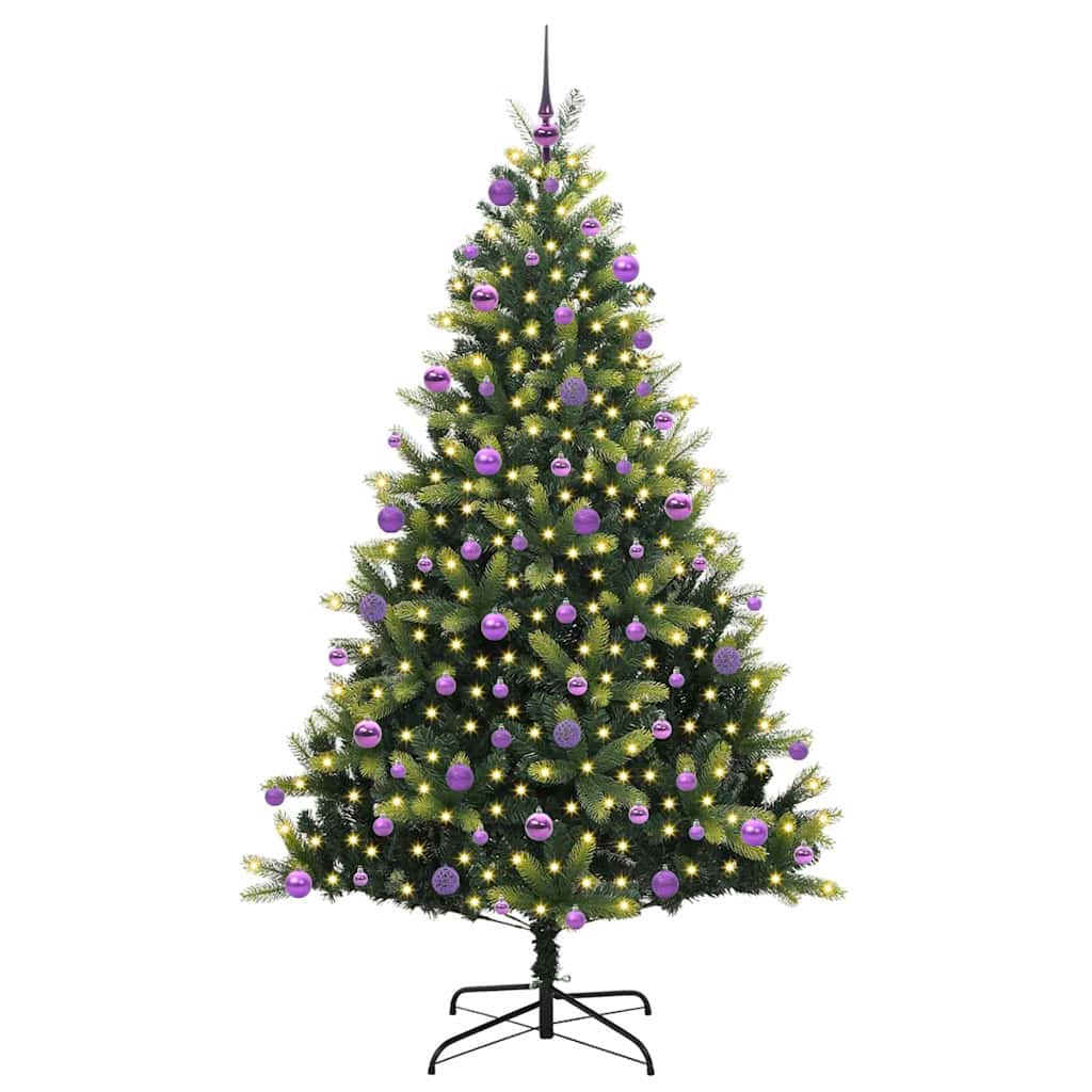 Vidaxl kunstkerstboom met scharnier 300 leds groen 210 cm pvc en pe