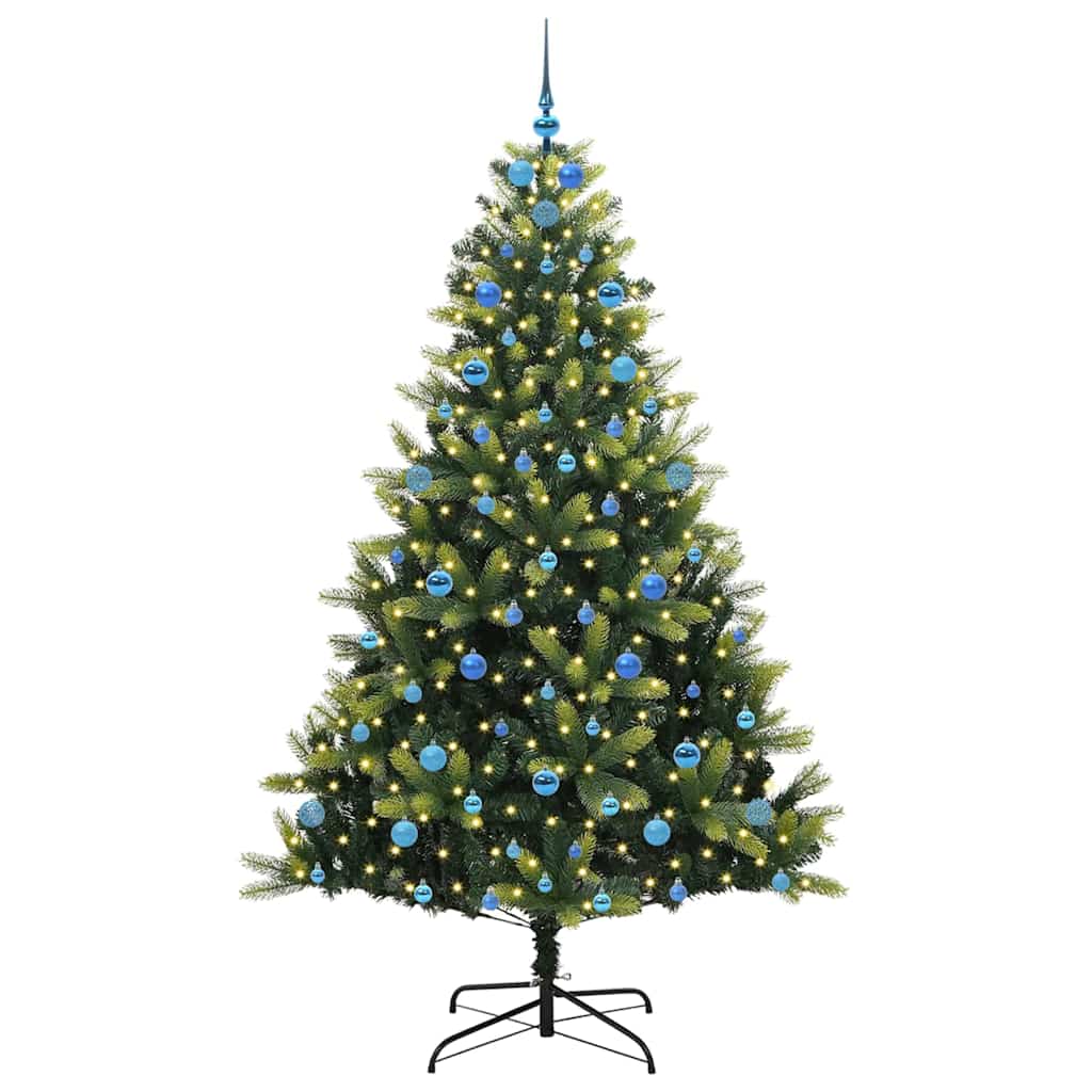 Vidaxl kunstkerstboom met scharnier 300 leds groen 210 cm pvc en pe
