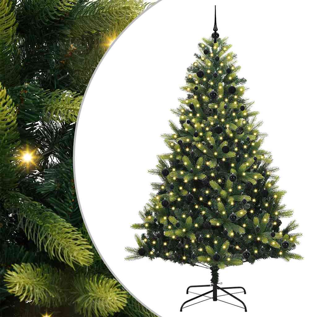 Vidaxl kunstkerstboom met scharnier 300 leds groen 240 cm pvc en pe