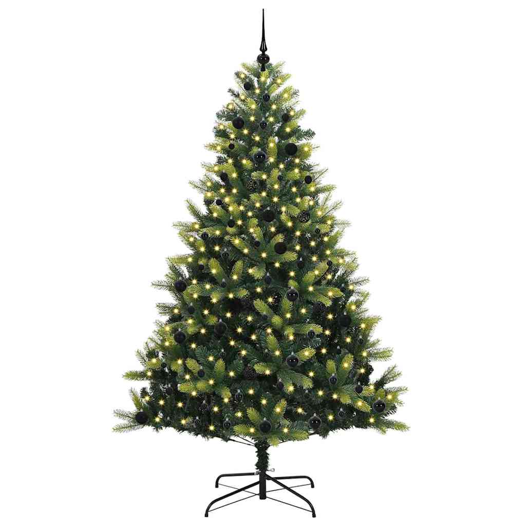 Vidaxl kunstkerstboom met scharnier 300 leds groen 240 cm pvc en pe