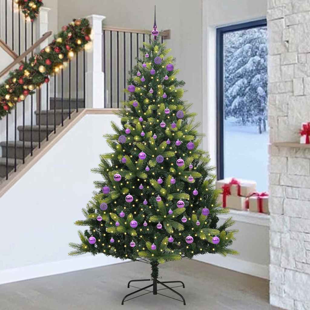 Vidaxl kunstkerstboom met scharnier 300 leds groen 240 cm pvc en pe