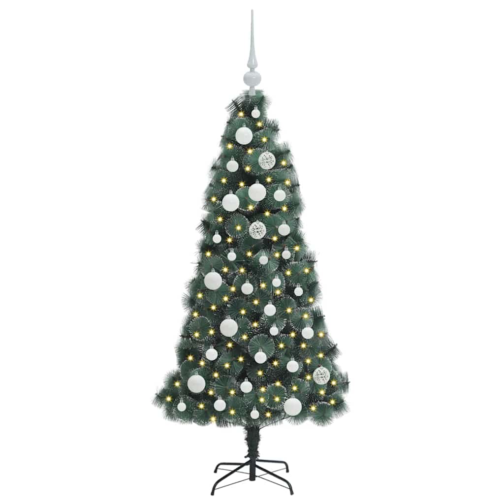 Vidaxl kunstmatige voorverlichte kerstboom met ballenset groen 120 cm