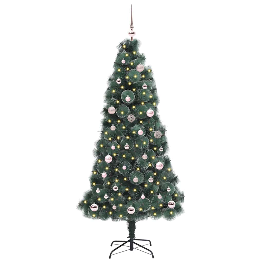 Vidaxl kunstmatige voorverlichte kerstboom met ballenset groen 150 cm