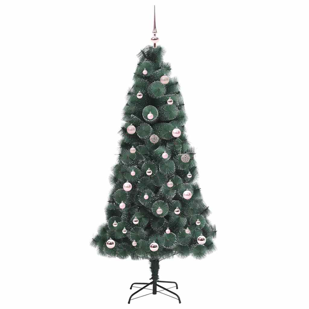 Vidaxl kunstmatige voorverlichte kerstboom met ballenset groen 150 cm