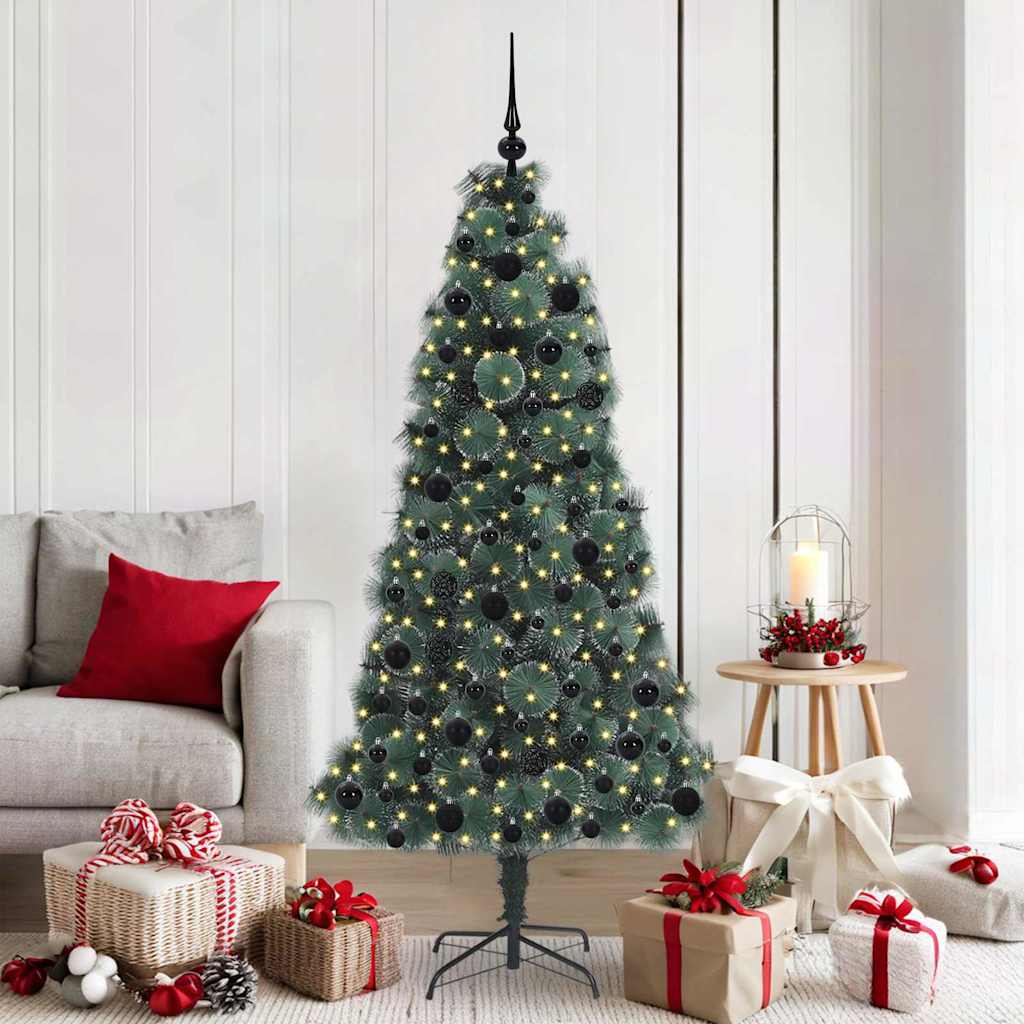 Vidaxl kunst kerstboom met verlichting en bal set groen 180 cm pet