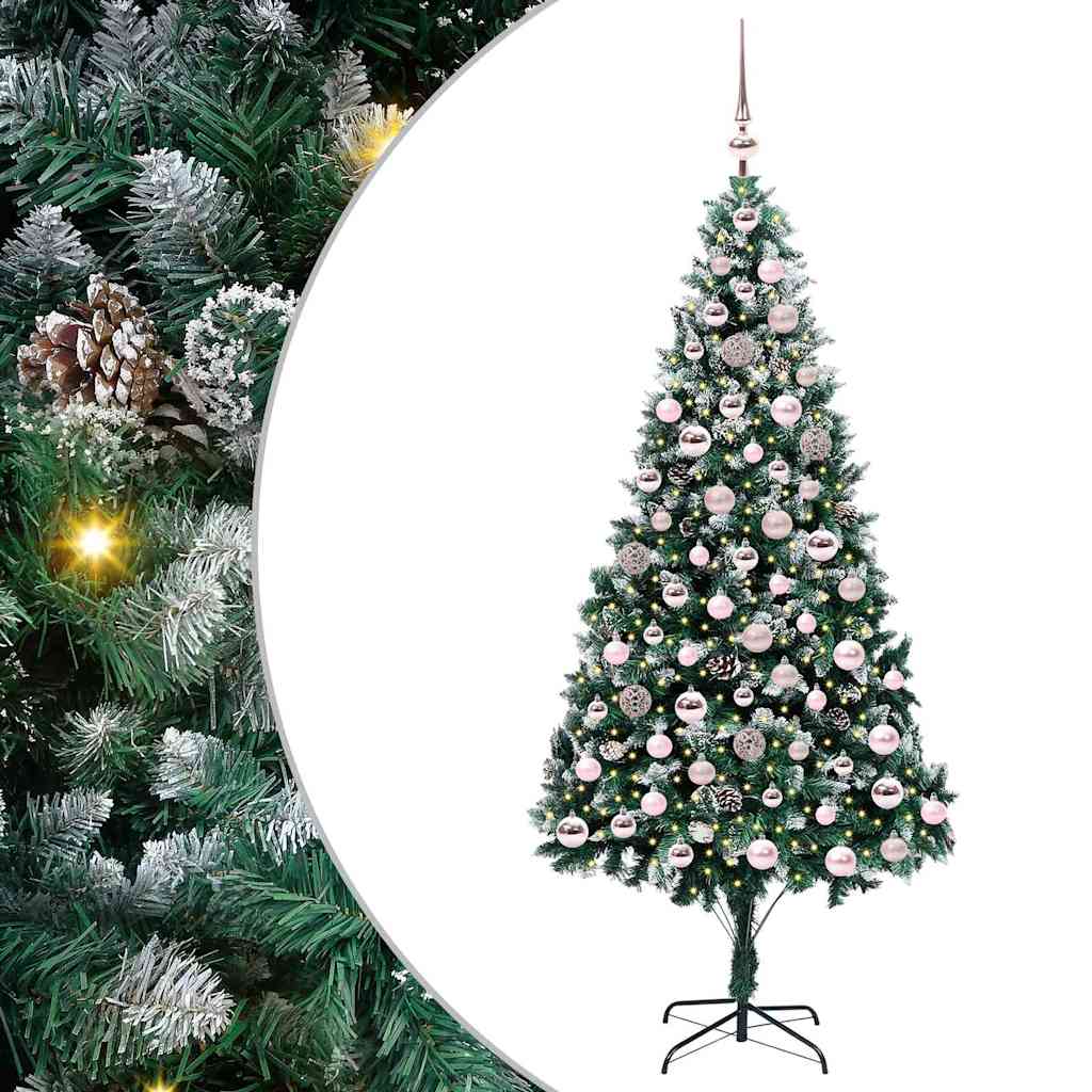 Vidaxl kunstkerstboom groen 210 cm pvc en staal en kunststof