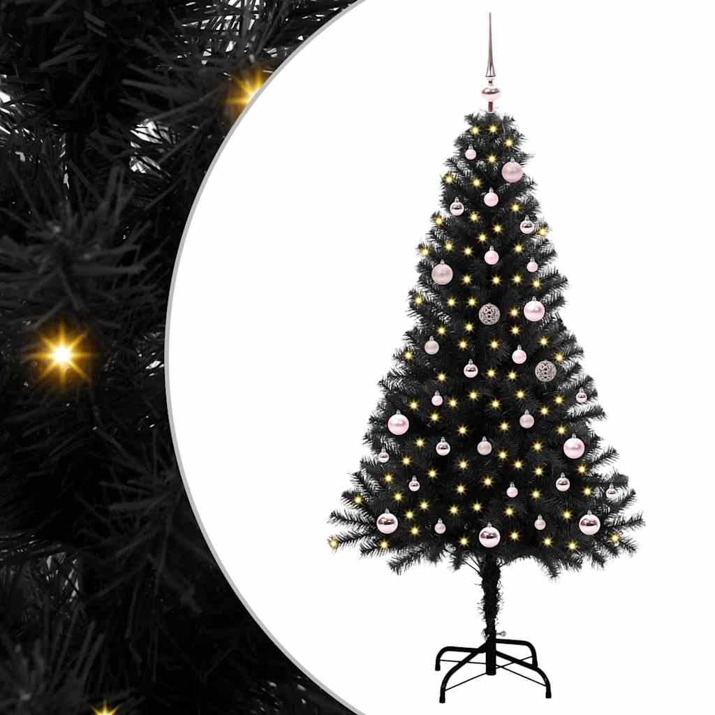Vidaxl kerstboom met 150 led met standaard zwart 150 cm pvc
