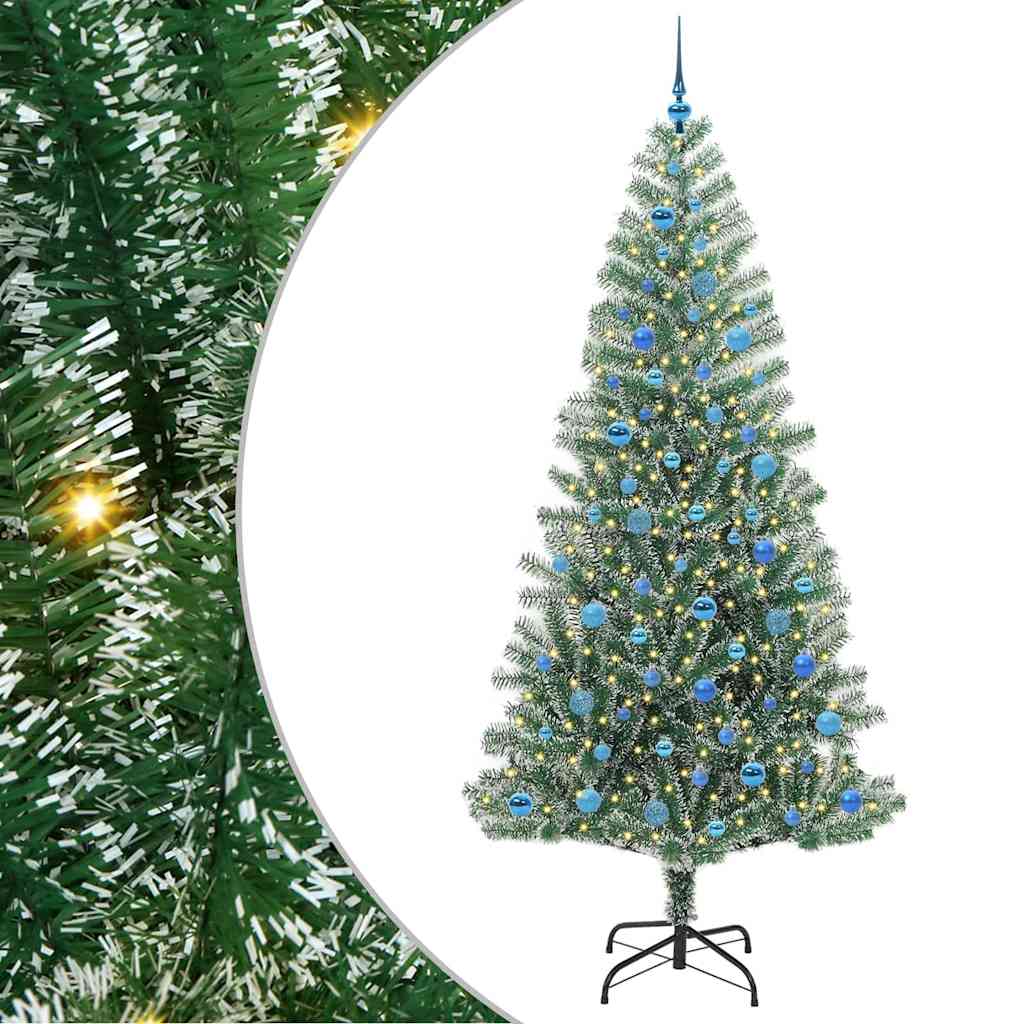 Vidaxl kunstmatige kerstboom sneeuw gevlochten met led licht 240 cm